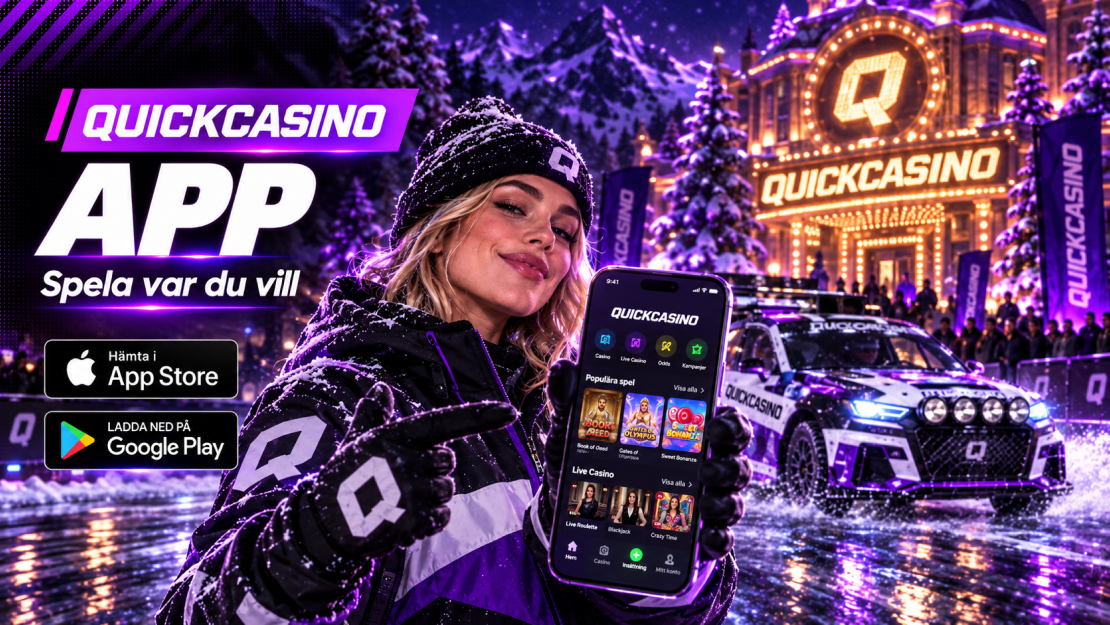 QuickCasino app för iOS och Android med mobilspel, App Store, Google Play och spel i mobilen